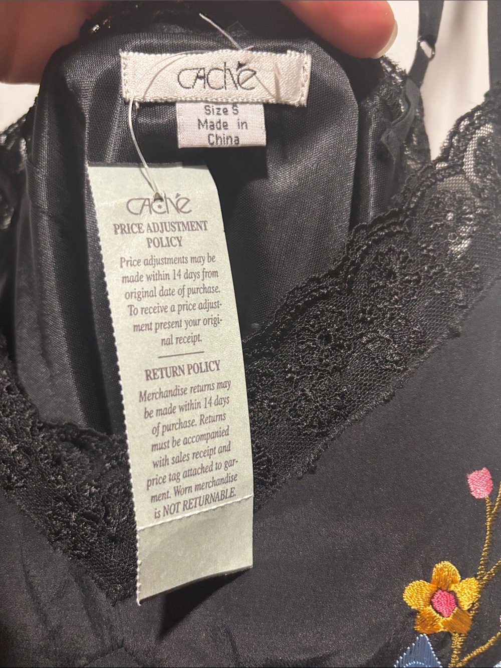 Cache Black Floral Embroidered Fringe Tank Top - Picture 2 of 9